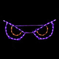 Purple commercial LED eye display with colored inner accents on a dark background